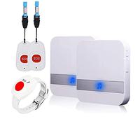Maison Alerte Alarme sans Fil Patiente Personne ÂGéE Personnelles SystèMe D'Alarme Plug Version Et Bouton D'Appel d'urgence Alarme Pager avec Bracelet Durgence (3 à 2 Blanc)
