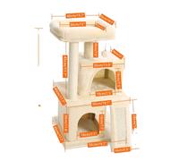 Maison arbre à chat, poteaux griffoirs à 3 niveaux, grottes douillettes confortables, comme sur la photo