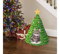 Maison Arbre de Noël pour Chat - Set Matériel Artisanal Niche Animaux Domestiques Intérieur - Décoration Créative Cabane Meuble pour Chats Chiens Famille Amis Fêtes