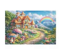 Maison Arc-en-Ciel Chemin Rural Campagne Nature Sauvage Belle Puzzle 1000 Pièces pour Adultes Agréable Captivant Et Créatif Parfait pour Loisirs Et Moments en Famille （75x50cm）
