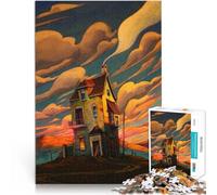 Maison au Soleil couchant Puzzle 1000 pièces pour Adolescents Jouets à Faire soi-même Jeu éducatif pour Anniversaire, Noël 38x26cm