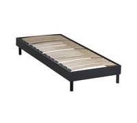 Maison Aubertin Sommier 90x200 cm Noir, à Latte, 1 Personne, Technologie Bi-Lattes avec 4 Zones de Confort, Structure Bois Massif Solide avec Pieds Inclus, Lit Ergonomique, Montage Facile