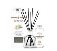 MAISON BERGER Bouquet Parfumé Angélique Noire Glaçon Transparent, 100 ml | Coffret complet : flacon en verre transparent, 6 bâtonnets et recharge Angélique Noire 100 ml