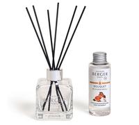 MAISON BERGER - Bouquet Parfumé - Diffuseur Parfum Maison - Douceur de Pamplemousse - Modèle Glaçon Transparent - 6 Bâtonnets Noirs - 21 cm - Recharge 100 ml - Fabriqué en France