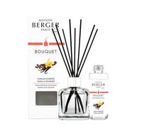 MAISON BERGER Bouquet Parfumé Vanille Gourmet Glaçon Transparent, 100 ml | Coffret complet : flacon en verre transparent, 6 bâtonnets et recharge Vanille Gourmet 100 ml