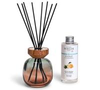 MAISON BERGER - Bouquet Parfumé Wood - Diffuseur à bâtonnets avec Recharge 180 ML + 6 brins - Verre laqué & Finition Bois - Diffusion ~6 semaines - prêt à Offrir (Vert Zeste de Verveine)
