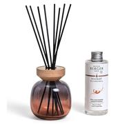 MAISON BERGER - Bouquet Parfumé Wood - Diffuseur à bâtonnets avec Recharge 180 ML + 6 brins - Verre laqué & Finition Bois - Diffusion ~6 semaines - prêt à Offrir (Rouge Pétillance Exquise)