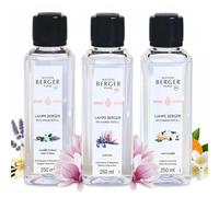 Maison Berger - Coffret 3 recharges Lampe Berger 250 ML - Lumière Florale, Lady Flower, Liliflora - pour Lampe à Catalyse 2-en-1 - Aide à Purifier Puis parfume l’air - Fabriqué en France