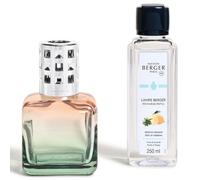 Maison Berger Coffret Cadeau Glaçon - Diffuseur de Parfum d’Ambiance 250 ML - Élimine Les odeurs, purifie l’air, Objet décoratif Maison ou Bureau (Pêche Verte - Zeste de Verveine)