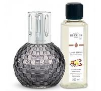MAISON BERGER - Coffret Lampe Berger Disco - Diffuseur Catalytique - Action Anti-Odeurs & Parfum d’Intérieur - Recharge 250 ml Incluse - 9 × 9 × 12,6 cm (Gris)