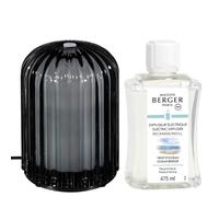 MAISON BERGER - Diffuseur Électrique Cannelo Noir - Parfum Vent d’Océan Inclus - Diffusion sans Flamme - Télécommande - Objet Décoratif Design