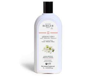 MAISON BERGER Lessive 3 en 1 - Nettoie, adoucit, parfume - Protection des fibres, sans phosphate, végan - Parfum longue durée - Compatible HE - 1L (33 lavages) - Fabriqué en France (Jasmin Précieux)