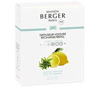 MAISON BERGER - Lot de 2 Recharges Diffuseur Voiture - Système Céramique - Diffusion 4 à 6 Semaines - Parfum Lampe Berger - Fabriqué en France (Zeste de Verveine)