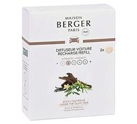 MAISON BERGER - Lot de 2 Recharges Diffuseur Voiture - Système Céramique - Diffusion 4 à 6 Semaines - Parfum Lampe Berger - Fabriqué en France (Sous l'Oliveraie)
