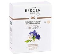 MAISON BERGER - Lot de 2 Recharges Diffuseur Voiture - Système Céramique - Diffusion 4 à 6 Semaines - Parfum Lampe Berger - Fabriqué en France (Fleurs de Musc)