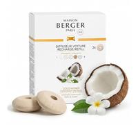 MAISON BERGER - Lot de 2 Recharges Diffuseur Voiture - Système Céramique - Diffusion 4 à 6 Semaines - Parfum Lampe Berger - Fabriqué en France (Coco Monoï)
