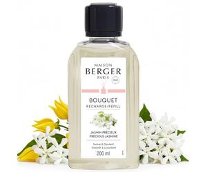 MAISON BERGER Recharge Bouquet Parfumé Jasmin Précieux 200 ml | Recharge Jasmin Précieux 200 ml pour bouquet parfumé, diffusion continue environ 4 semaines, sans flamme