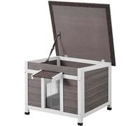 VEVOR Maison pour Chat d'Extérieur, 600x530x465 mm, Niche pour Chats en Bois, Résistante aux Intempéries, avec Fenêtre, Toit Ouvert, Porte à Rabat en PVC, Cabane Abri pour Plusieurs Chats Sauvages