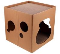 Maison Carton pour Chat D'intérieur, Griffoir Horizontal | Papier Ondulé Double Face, Demi-fermé, pour Chatons, Usage Intérieur, Protège Meubles