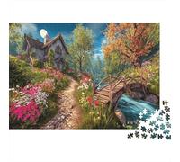 Maison Champêtre Sélection 1000 Pièces Paysage Puzzle Papier Adultes Éducatif Pont Ruisseau Puzzle Décoration Murale Anti-Stress 38x26cm/1000pcs