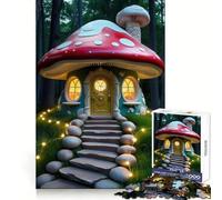Maison Champignon fantaisiste dans Une forêt enchantée Puzzle de 1000 pièces pour Adultes Cadeau Amusant et intellectuel Découpe Fine Surprise de Noël (38x26cm)