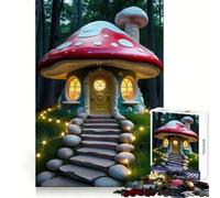 Maison Champignon fantaisiste dans Une forêt enchantée Puzzle de 1000 pièces pour Adultes Développe Le raisonnement Plaisir Facile Bords de qualité supérieure (50x75cm)