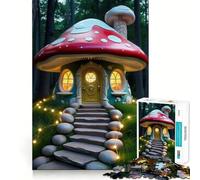 Maison Champignon fantaisiste dans Une forêt enchantée Puzzle de 1000 pièces pour Adultes Jeu Stimulant la réflexion Structure à emboîtement précise Facile à Apprendre Plaisir en Famille (38x52cm)