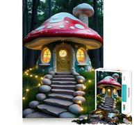 Maison Champignon féérique dans Une forêt enchantée Puzzle de 1000 pièces pour Adultes Jeu de réflexion Découpe Laser pour Un Assemblage Parfait Activité enrichissante pour Les Jours de Pluie