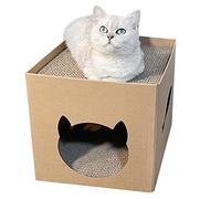 Maison Chat avec Tableau à Gratter pour Chat, Boîte à Gratter en Carton Ondulé pour Chat d'intérieur, Grattoir pour Chat en Carton, Lit Cachette Chat en Carton pour Dormir et Jouer, 30x30 0cm