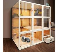 Maison Chat Cage pour Chat D'intérieur Comprend Un Bac À Litière À Tiroir Hauteur 41/84/127 Cm Espace De Rangement Supérieur Convient Également pour L'extérieur Maison pour Animaux(122 * 56 * 127cm)