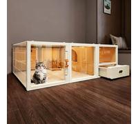 Maison Chat Cage pour Chat D'intérieur Comprend Un Bac À Litière À Tiroir Hauteur 41/84/127 Cm Espace De Rangement Supérieur Convient Également pour L'extérieur Maison pour Animaux(122 * 56 * 41cm)