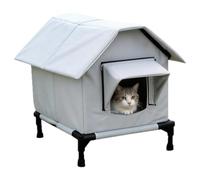Maison Chat Extérieur Résistante Aux Intempéries Porte Double Surélevée | Abri d'hiver pour chat extérieur Pour Grange, Terrasse, Jardin, Cour et Balcon, Chiens de petite taille, Chiots