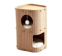 Maison Chat Intérieur | Feutre, 37x37x60cm, Gris | Lit Tunnel Chat Double Couche Pliable avec Griffoir Balle Peluche | Cachette Spacieuse Multi Chats Rangement Facile