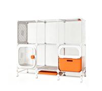 Maison Chat Interieur Spacieuse avec Villa Chat Multifonction Et Espace | Grande Visibilité, Design Moderne, Cadre Renforcé, Enclos Confort pour Chats et Chatons(Orange,107x39x84cm)