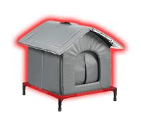 Maison Chaude pour Chat Extérieur - Niche Isolée Imperméable Hiver avec Pieds Surélevés et Poignée de Transport, Abri Anti-Froid pour Chats d’Extérieur au Jardin ou Cour (Grey,Size M)
