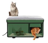 Maison chauffante pour chat - Abri d'extérieur isolé avec deux sorties, design résistant aux intempéries pour chats sauvages, comprend une porte de secours sûre et une serrure magnétique pour la