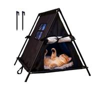 Maison chauffante pour chat - Tissu Oxford en fer | Maison d'extérieur pour chat avec lit surélevé chaud | Abri isotherme pour chat pour extérieur intérieur porche balcon, jardin, terrasse