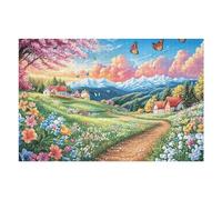 Maison Chemin Champ de Fleurs Rural Campagne Nature Sauvage Belle Puzzle 1000 Pièces pour Adultes Amusant Créatif Et Relaxant Parfait pour Activités Quotidiennes Et Passe Temps （75x50cm）