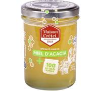 Maison Crétet | Miel d'Acacia et Gelée Royale | 5gr de gelée royale dans ce pot | Pot verre | Recette élaborée en France | préparation en pot de 250gr