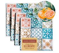 Maison d' Hermine Agrume Lot de 4 Serviettes de Cuisine 100% Coton Douces et Confortables pour dîners de Famille, dîners, Cocktails, Mariages, Printemps, été (45cm x 45cm)