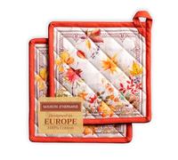 Maison d' Hermine Amarante 100% Coton Lot de 2 maniques BBQ, Cuisine, Cuisson, Micro-Ondes, Grillades, Thanksgiving/Noël (20cm x 20cm)