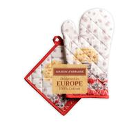 Maison d' Hermine Bagatelle 100% Coton - Gants de Four (19cm x 33cm) et maniques (20cm x 20cm) pour Barbecue - Cuisson - Four à Micro-Ondes - Grillades - Thanksgiving/Noël