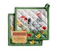 Maison d' Hermine Basse Cour Lot de 2 maniques avec Boucle résistante à la Chaleur pour Barbecue, Cuisine, pâtisserie, grillades, Micro-Ondes, Barbecue (20cm x 20cm)