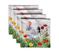 Maison d' Hermine Basse Cour Lot de 4 Serviettes Douces et douillettes 100% Coton Parfait pour Les dîners de Famille, Les Mariages, Les Cocktails, la Cuisine, Le Printemps/été (45cm x 45cm)