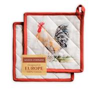 Maison d' Hermine Campagne Lot de 2 maniques, 100% Coton, pour Barbecue, Cuisson, Four, Micro-Ondes, grillades, Printemps/été, Pâques, (20cm x 20cm)