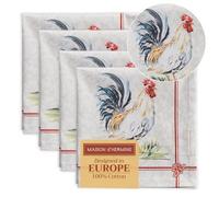 Maison d' Hermine Campagne Lot de 4 Serviettes 100% Coton Douces et Confortables Idéal pour Les dîners familiaux, Les Mariages, Les Cocktails, la Cuisine, Le Printemps, l'été (45cm x 45cm)