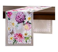 Maison d' Hermine Chemin de Table 100% Coton Simple Couche, 150 cm de Long, pour la Maison, la Cuisine, Les Repas, Les fêtes, Les Mariages, Printemps Été (Pivoine, 50 cm x 150 cm)