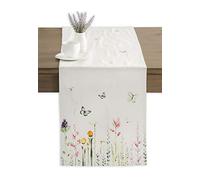 Maison d' Hermine Chemin de Table 100% Coton Simple Couche, 150 cm de Long, pour la Maison, la Cuisine, Les Repas, Les fêtes, Les Mariages, Printemps Été (Botanical Fresh, 50 cm x 150 cm)