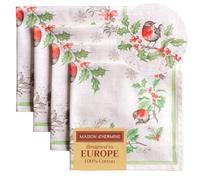 Maison d' Hermine Christmas Dew Lot de 4 Serviettes de Table 100% Coton, Douces et Confortables, parfaites pour Les dîners de Famille, Les Mariages, Les Cocktails, Thanksgiving, Noël (45cm x 45cm)