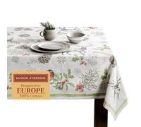 Maison d' Hermine Christmas Dew Nappe 100% Coton pour Cuisine, dîner, Plateau de Table, décoration de fête, Mariage, fête mères, Thanksgiving, Noël (Rectangle, 160cm x 220cm)